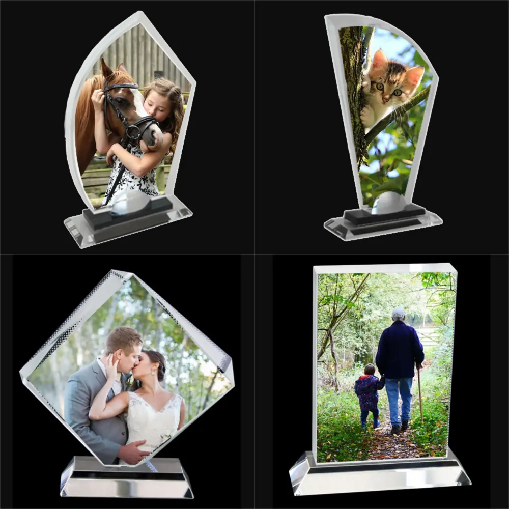 Custom Engraving of Trophies and Gifts Crystal Photo Displays