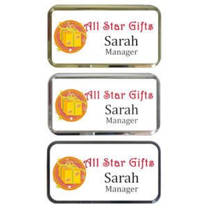Custom Engraving of Trophies and Gifts Rectangle Name Badge