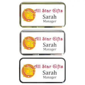 Custom Engraving of Trophies and Gifts Rectangle Name Badge