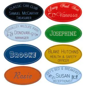 Custom Engraving of Trophies and Gifts Engraved Oval Name Badges
