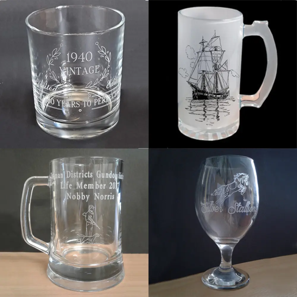Custom Engraving of Trophies and Gifts Personalised Glassware