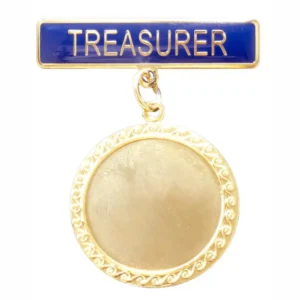 Custom Engraving of Trophies and Gifts Treasurer Badge - blue